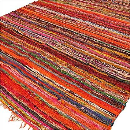 Terracotta Sunset Eco Recycled Cotton Rag Rug (152 x 90cm)