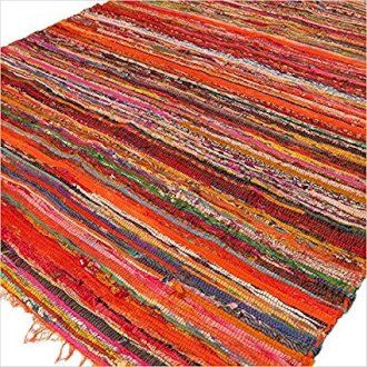 Terracotta Sunset Eco Recycled Cotton Rag Rug (152 x 90cm)